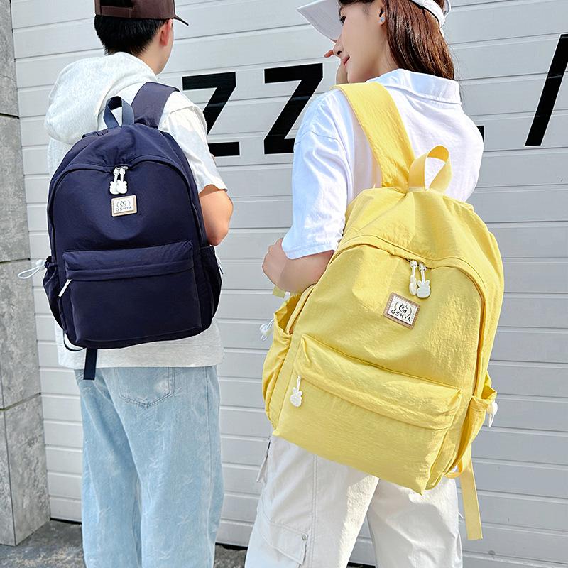 Korean Ins Style Schoolbag Female College Student Large Capacity Solid Color Simple Travel Backpack High School Student Class Backpack