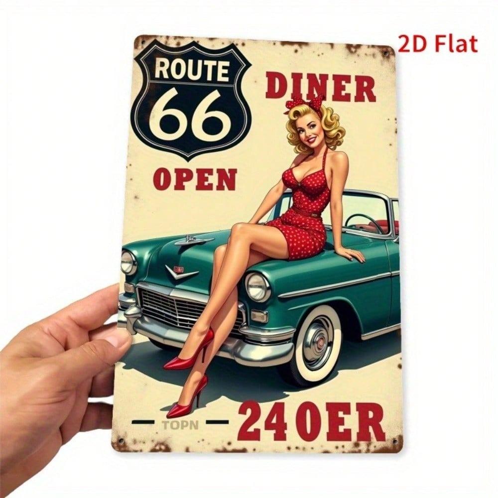 Vintage Americana Klassisk Bil Diner Metallplåt Väggskylt Garage Bar Dekor