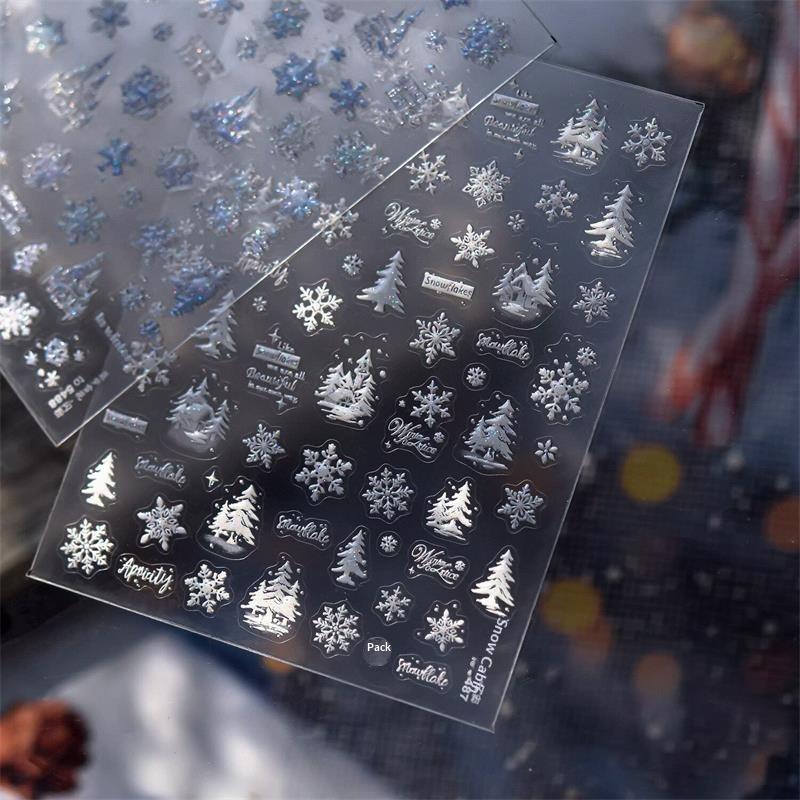 

Cute Sweet Snowflake Castle Christmas Tree Nail Sticker Luxury Elegant Women Back Glue Self-Adhesive Diy Nail Art Sticker Decals A3
