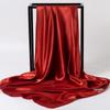 Women's Silky European Satin Silk Scarf Shawl - Large 90x90cm, Plain Color, Square Headscarf