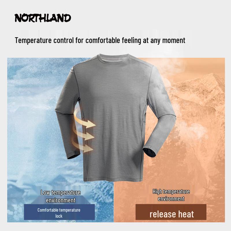 Men's Merino Wool Breathable Thermal Long-Sleeve T-Shirt NTSFH5583E
