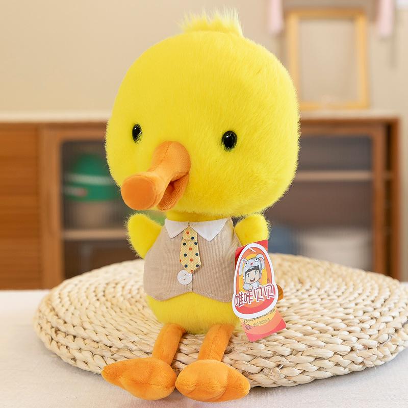 Cartoon Travel Duck Plush Toy Cute Little Yellow Duck Doll with Hat Children Rag Doll Gift