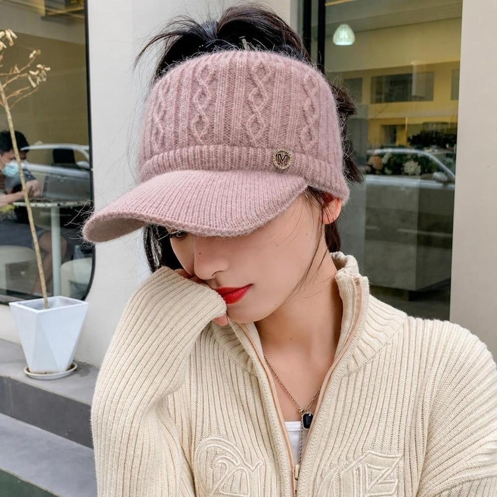 Empty Top Duck Tongue Cap Padded Warm Visor Cap Fashionable Ponytail Hat Autumn and Winter