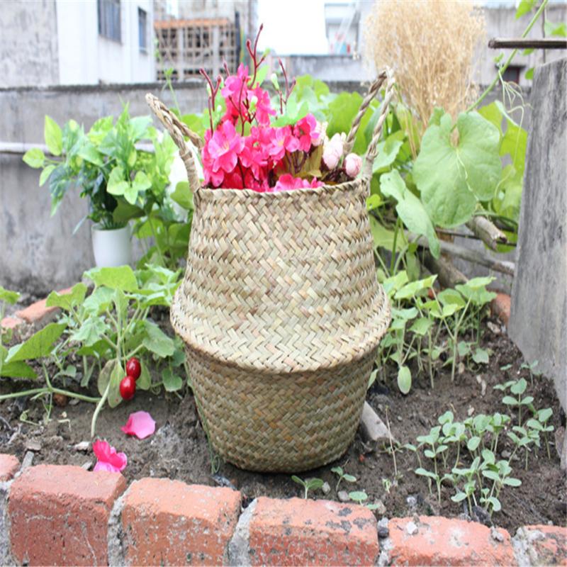 Flowerpot Basket Seaweed Natural Color Middle Diameter 11cm Flower Basket Storage Basket Dirty