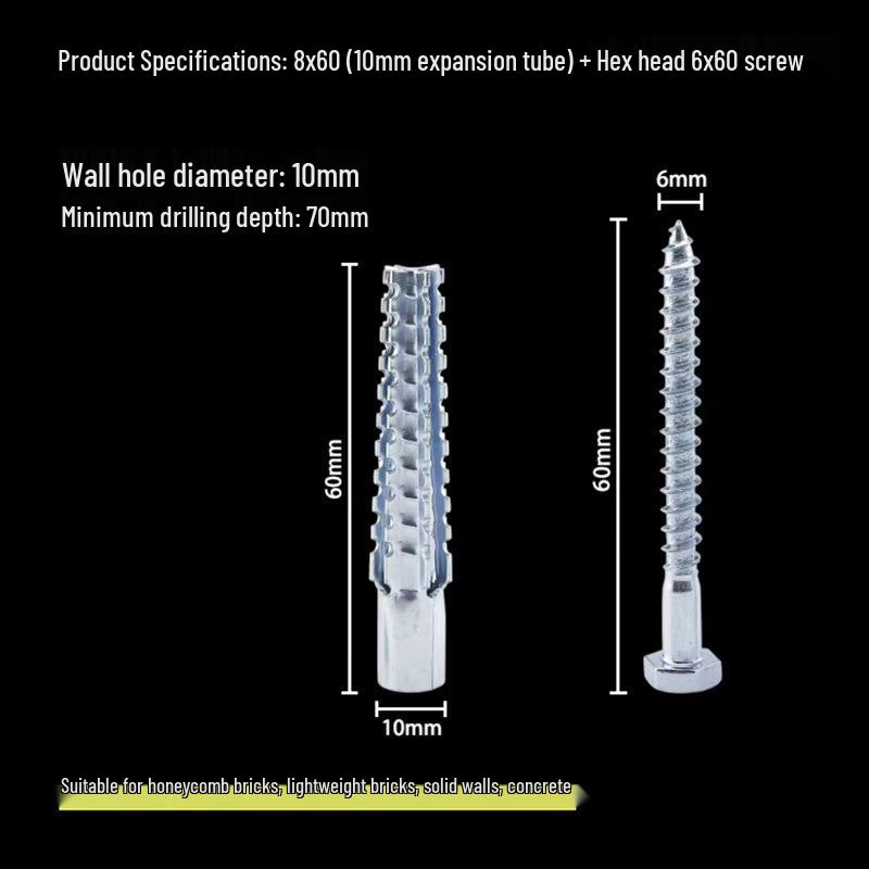 Lightweight Iron Christmas Tree Expansion Tube with Serrated Gecko Screw for Brick and Cement Walls