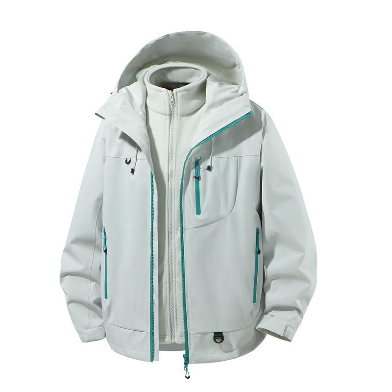 Men s & Women s Windproof Hooded 3-in-1 Jacket - Outdoor Mountain Hiking & Climbing Gear for Spring & Autumn Large