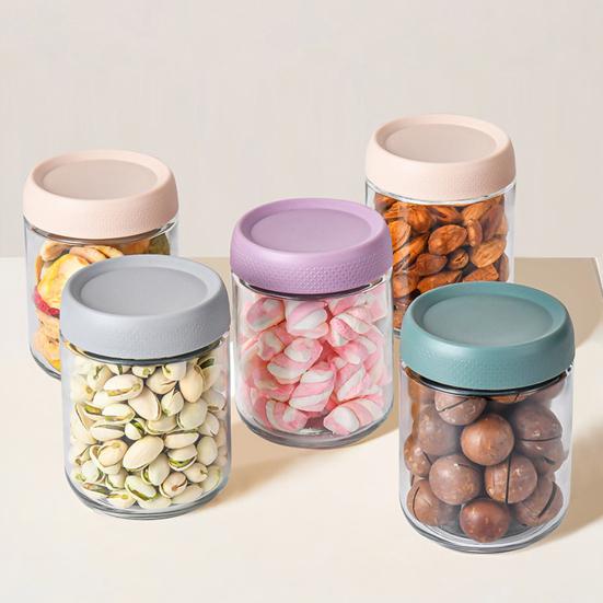 Yousheng 4Pcs/Set Airtight Overnight Oats Jars Glass Meal Prep Containers Stackable Mason Jars with Lids Leakproof Reusable Food Storage Jars