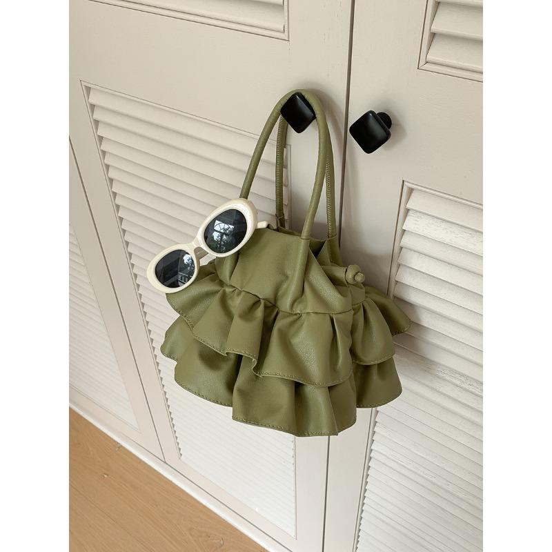 

Весенний нишевый дизайн лотос край портативная плиссированная сумка мягкая сумка через плечо креативная мода новая сумка на плечо женская горчичный