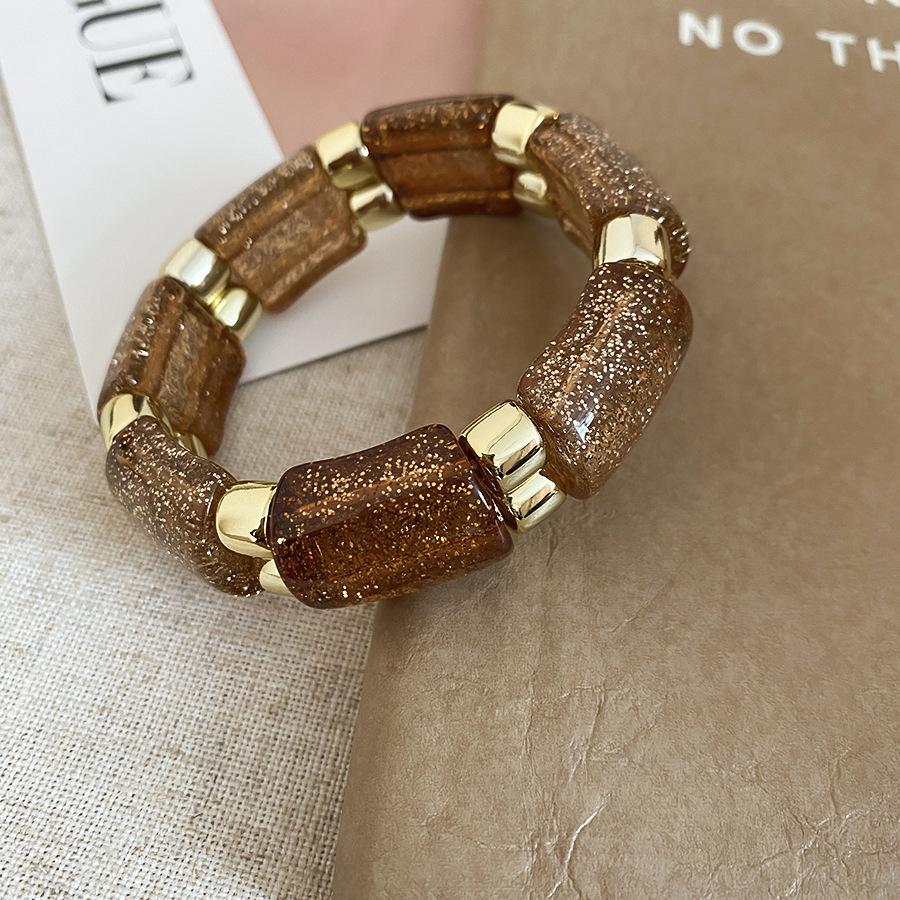 Fashion Bracelets Stylish Two Tone Glitter Sequins Acrylic Geometric Splice Elastic Beaded Strand Casual Daily Accessories