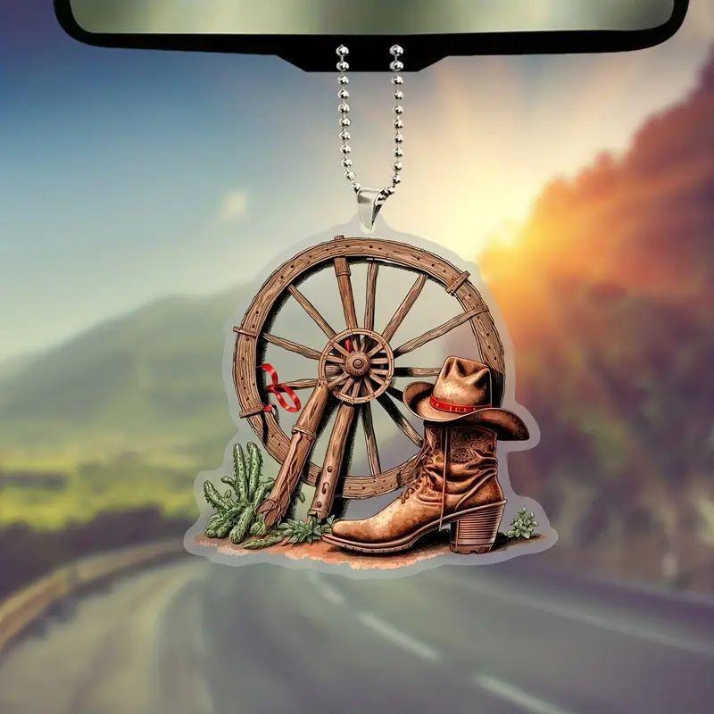 Customizable Cartoon Style Acrylic Boot And Hat Car Interior Mirror Decoration