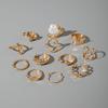 European and American design liquid lava flower opening ring ins baroque imitation pearl set gemstone ring