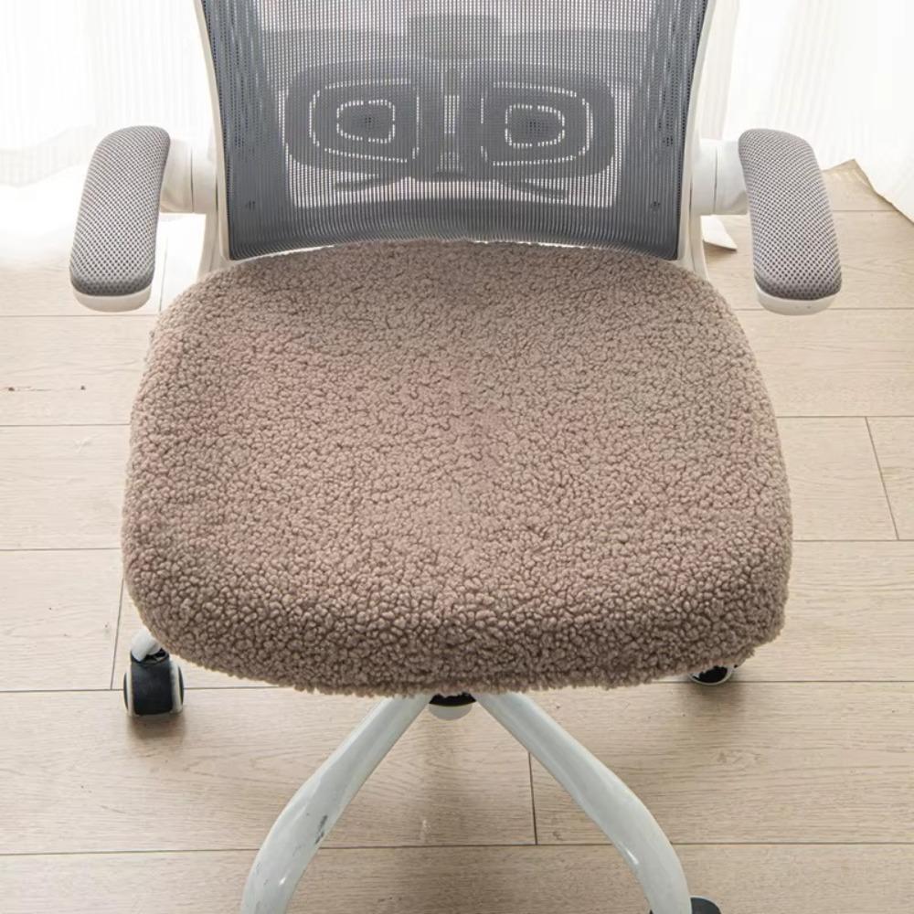 Washable Office Chair Covers Cozy Plush Chair Seat Protector Armchair Seat Cover  Winter Use хаки