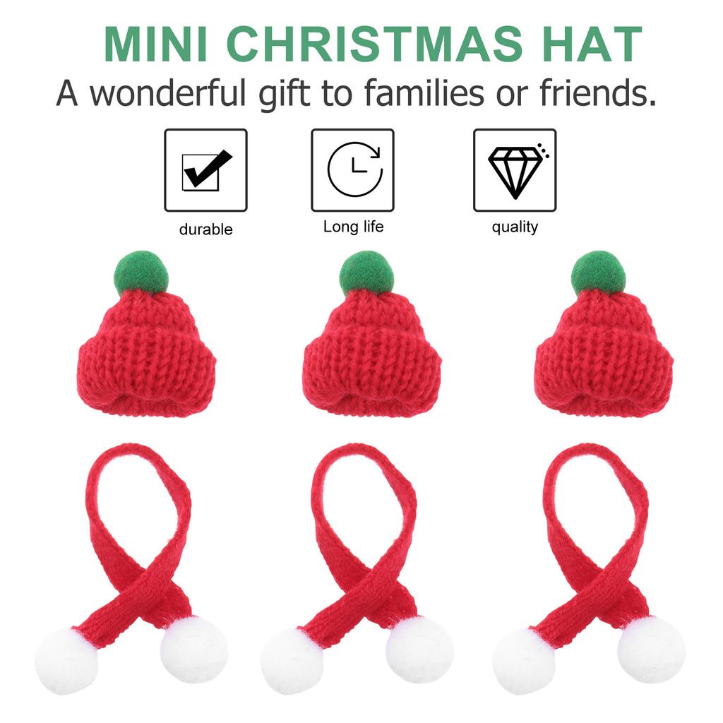 20Pcs Xmas Mini Knit Woolen Hat Scarf Christmas Supplies DIY Mini Hats Decorations for Clothes Bags Holiday Gifts