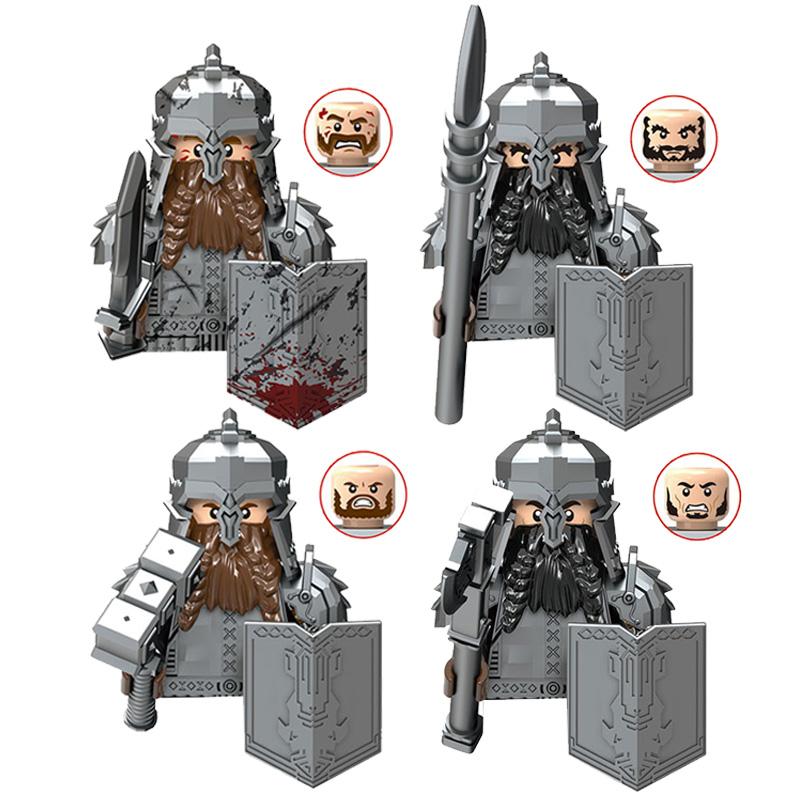 Mittelalter Herr der Ringe Durins Volk Zwergenkrieger Antike Militärsoldaten Figuren Ausrüstung Waffe Bausteine Spielzeug