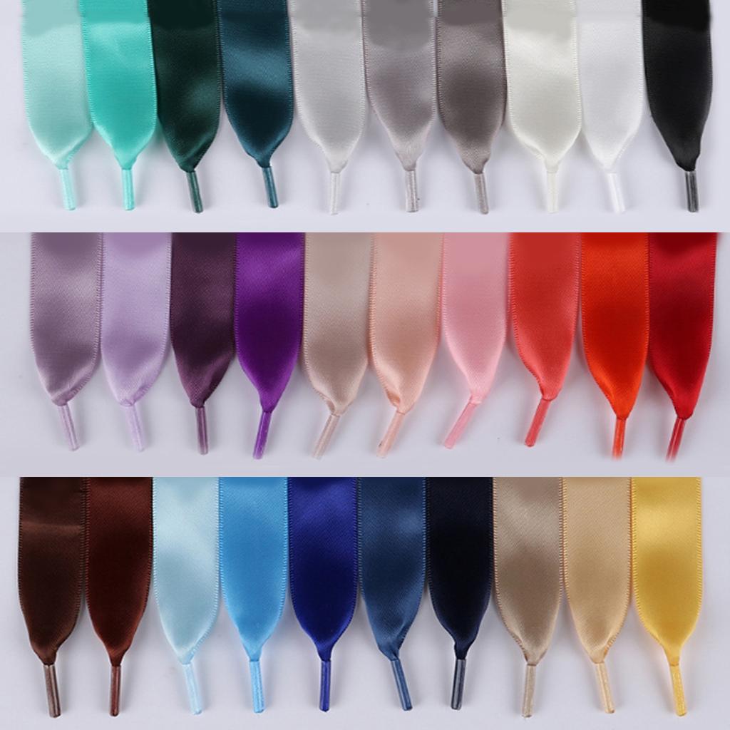 2 pairs of double-sided polyester fiber silk candy colored shoelaces with a width of 2cm satin shoelaces