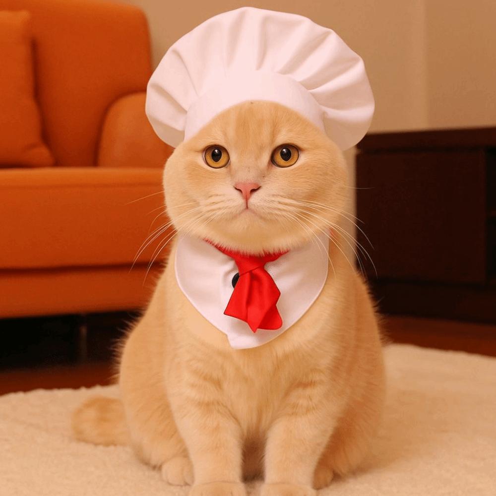 Creative Cute Pet Cooking King Hat Comfortable Adjustable Cat Transformation Dress Stylish Cat Cosplay Hat Pet Events