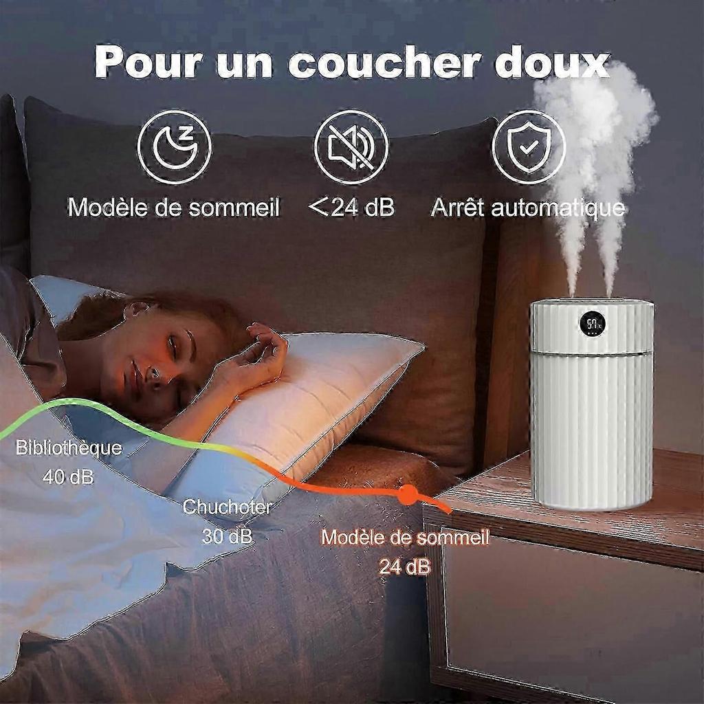 2L Humidifier for Bedroom with LED Screen, Double Spray Cool Mist Air Humidifiers with 2pcs Cotton Swab