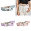 Women's Adjustable No Hole Slide Clasp Belt 12oz Canvas Waist Strap Detachable Bowknot Charm for Jeans Dresses