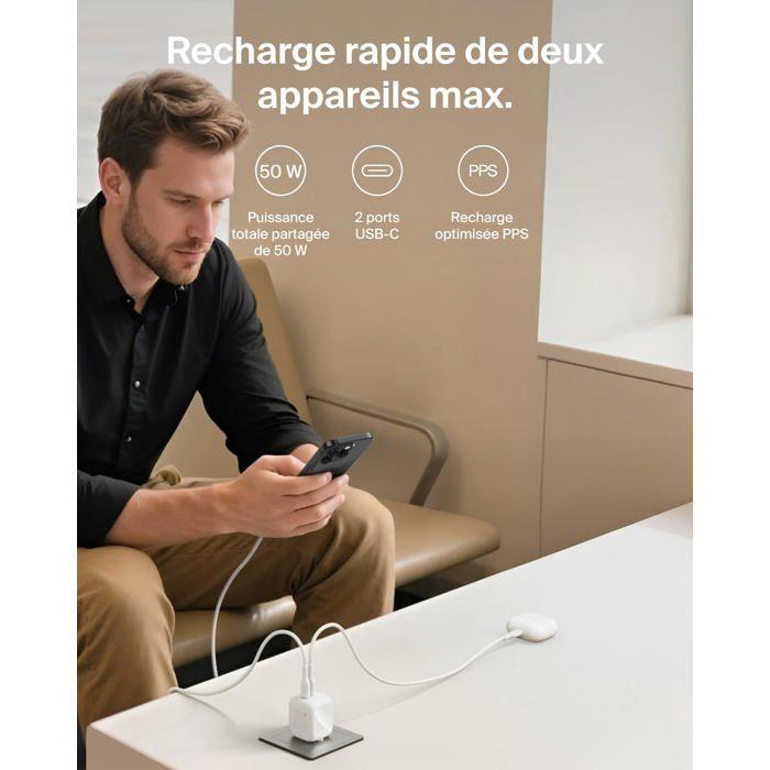 Multi USB-C Charger - Belkin - 50 W - 2 USB-C Ports - Fast Charging - GaN Technology - Universal Compatibility