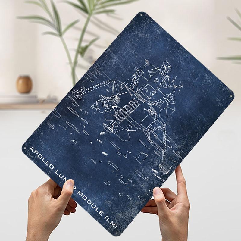 Apollo Lunar Module Printed Poster Customized Wall Art Retro Vintage Metal Tin Signs for Room Mancave Decoration Gaming House