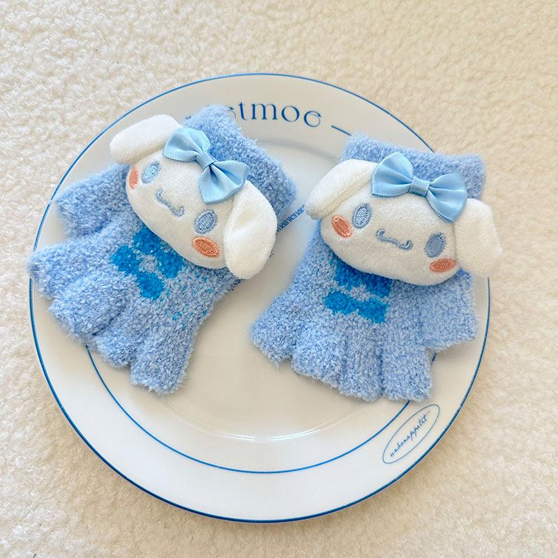Kinderhandschuhe Herbst und Winter Cartoon Niedlich Kuromi Warme Vollfingerhandschuhe für Jungen und Mädchen Schreiben Split-Finger Babyhandschuhe