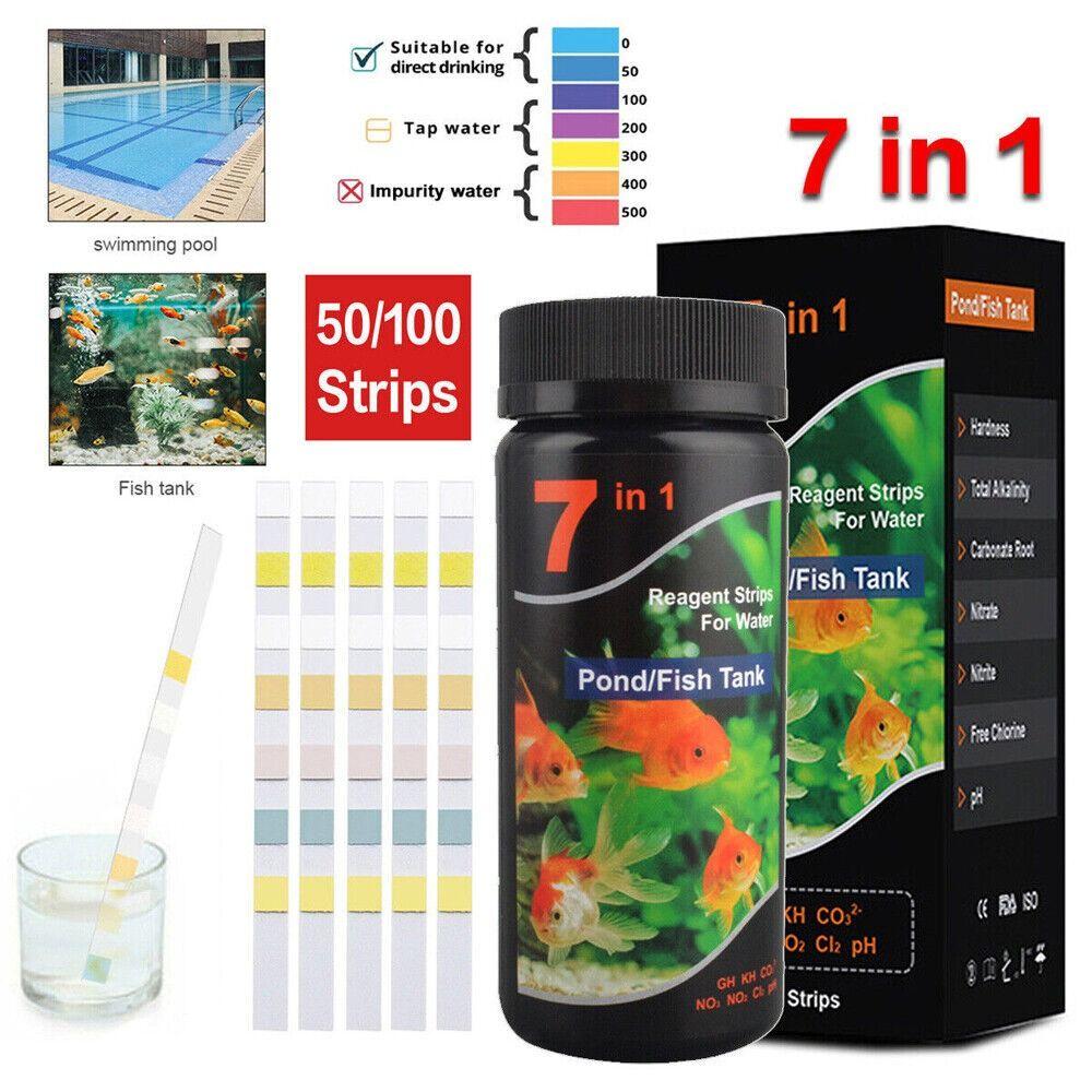 Water Tester 7 In 1 Pool And Spa Test Strips, 100PCS Swimming Pool Water Test Strip, Hot Tub Water Test Strips, Total Hardness, Total Chlorine Inito Test Strips