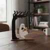 Freestanding Wooden Halloween Crafts Laser-cut Cat Reading Figurine  Cat Owners