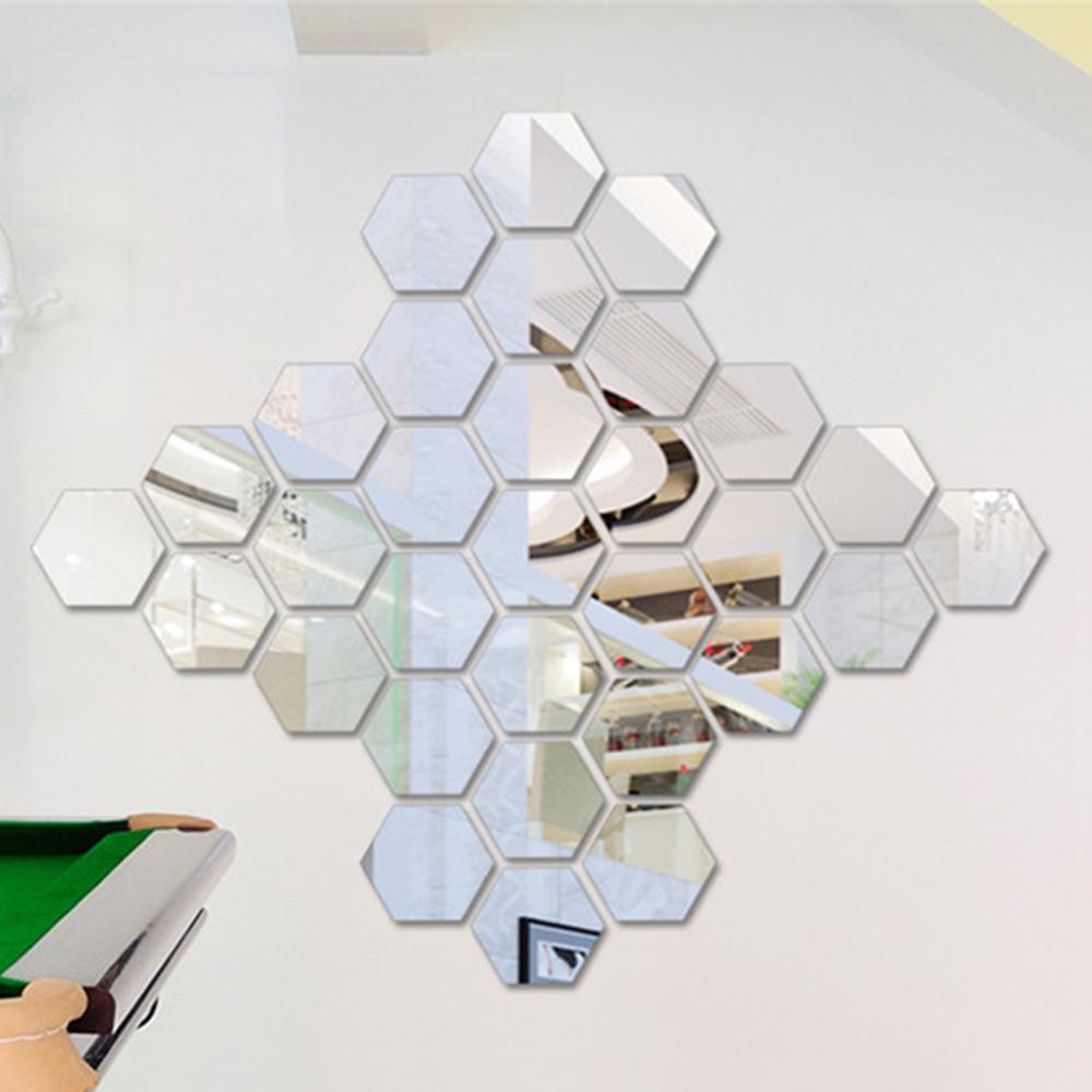Factory Acrylic Mirror Three-dimensional Wall Sticker Living Room Entrance Aisle Staircase Personality Decorative Mirror Sticker Hexagon Frame Mirror