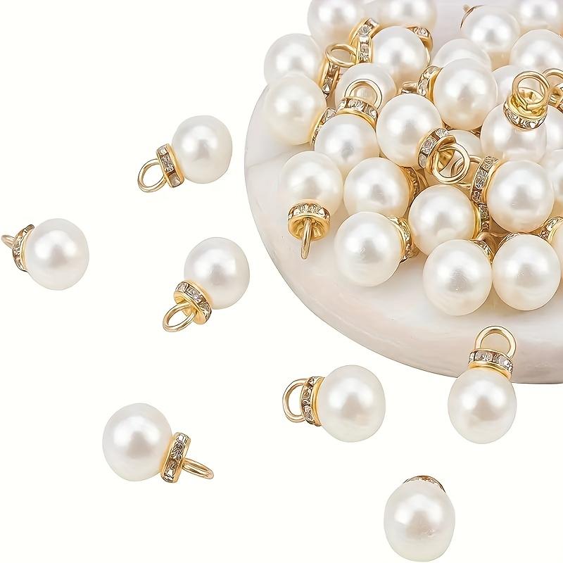 20pcs Elegant White Glossy Acrylic Charms with Rhinestone Accents Round Loose Bead Pendants for DIY Dangle Earrings Necklaces Bracelets Jewelry Making