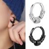 1Pair Punk Stainless Steel Round Circle Totem Hoop Earrings for Men Women Not Fade Ear Rings Hip Hop Male Jewelry Gift