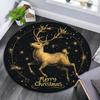 Golden Deer Round Area Rug,Carpet Rug for Living Room Bedroom Sofa Playroom Decor,Non-slip Floor Mat