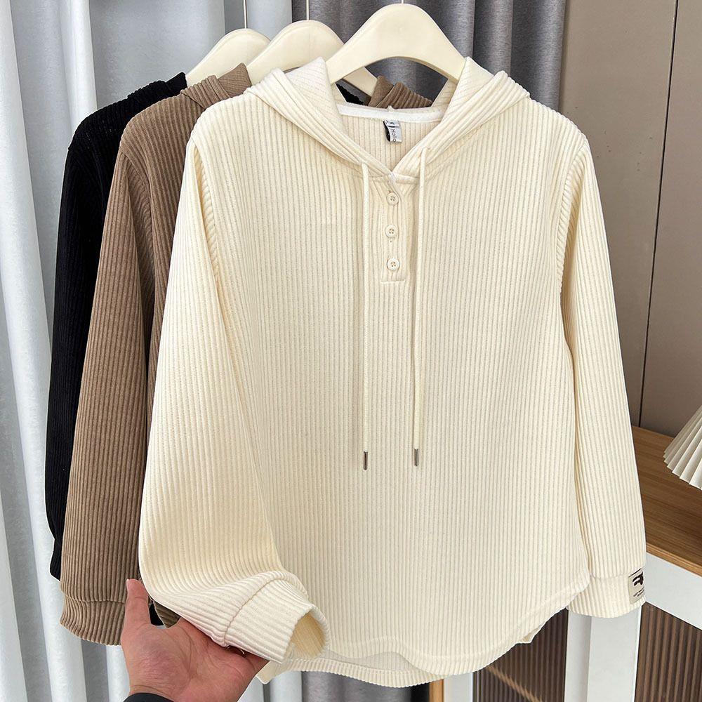 Large Size Women's Spring Hooded Sweatshirt - Slimming Irregular Loose Fit