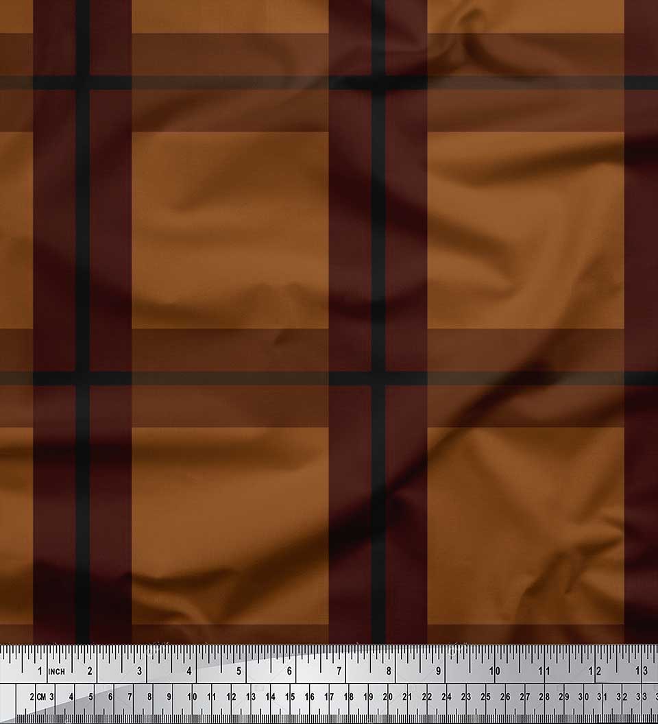 

Японська тканина креп-сатин Soimoi в клітинку. Швейна тканина з принтом у чек, метр 42 дюйма 42 Inch Wide - Poly Crepe коричневий