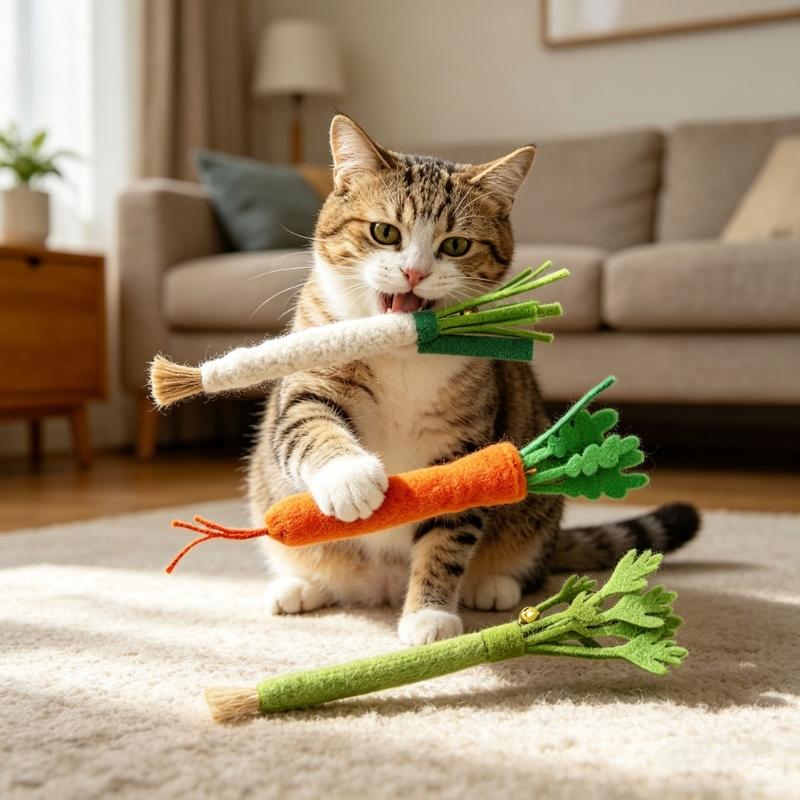 Scallion Plush Scallion Shape Catnips Toy Interactive Chew Stick For Indoor Cats Dental Health And Play