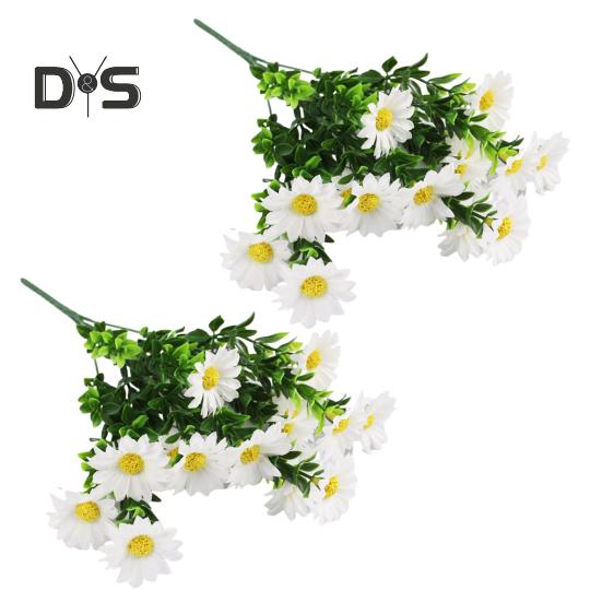 

Искусственные цветы ромашки для улицы, искусственные цветы для помещений, устойчивые к ультрафиолетовому излучению, водонепроницаемые, реалистичные букеты искусственных цветов, наружные подвесные растения, садовое крыльцо 2pcs белый