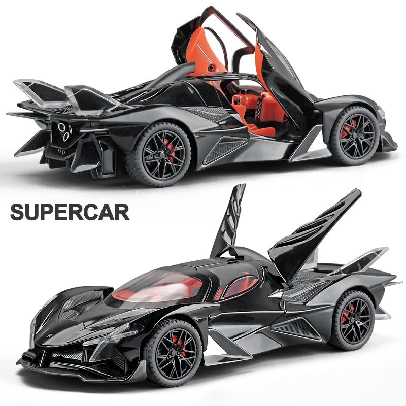 1/24 Scale Apollo Project EVO Super Car Diecast Alloy Vehicle Model Sound & Light Collection Ornaments Toys for Boys Gifts with Kids