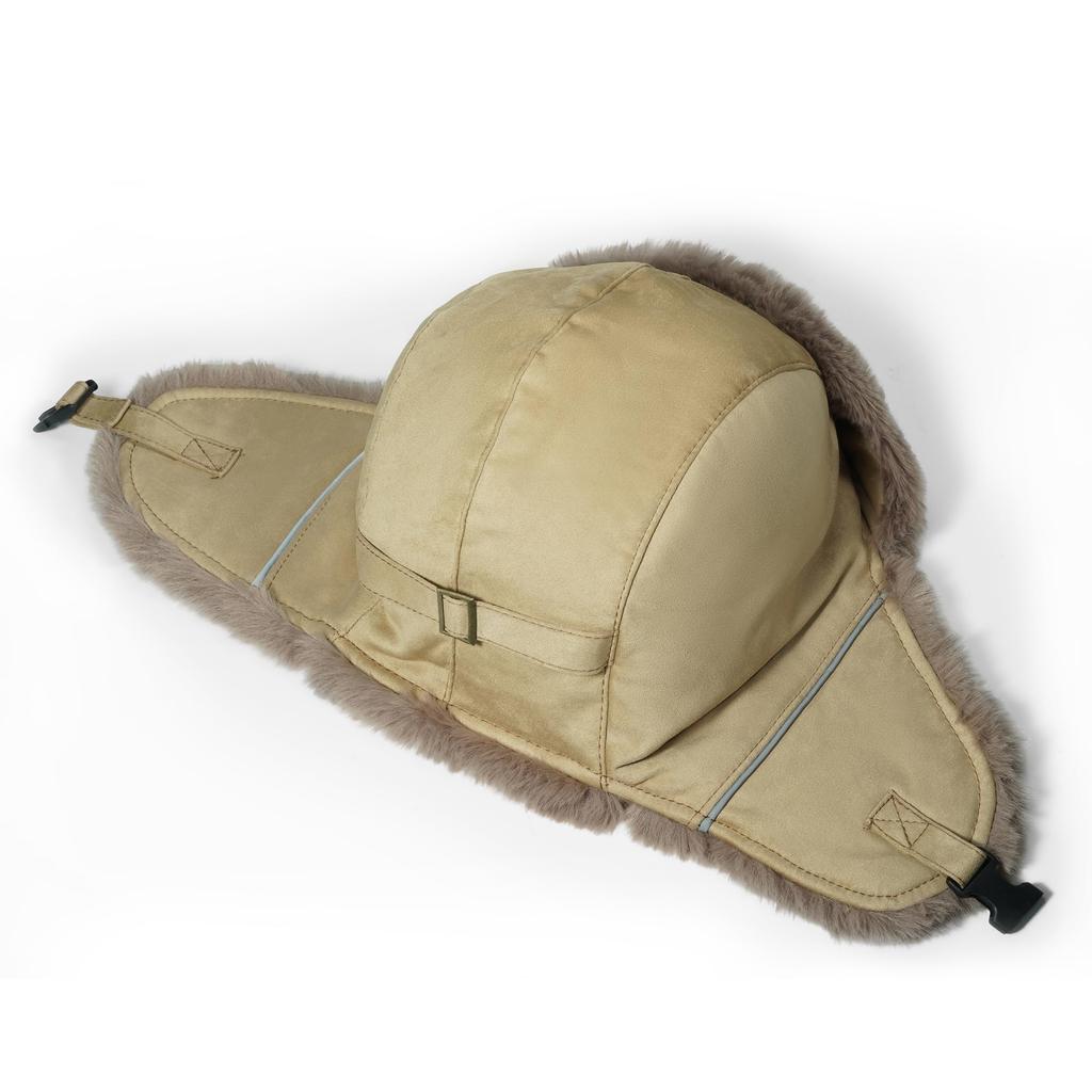 CROOGO Pilot Winter Hat with Ear Badlands Cold Bomber Perfect for Outdoor and Heavy Khaki Cap, Flaps, Warm, Cap, Skiing, Flying, Weather, Windproof,