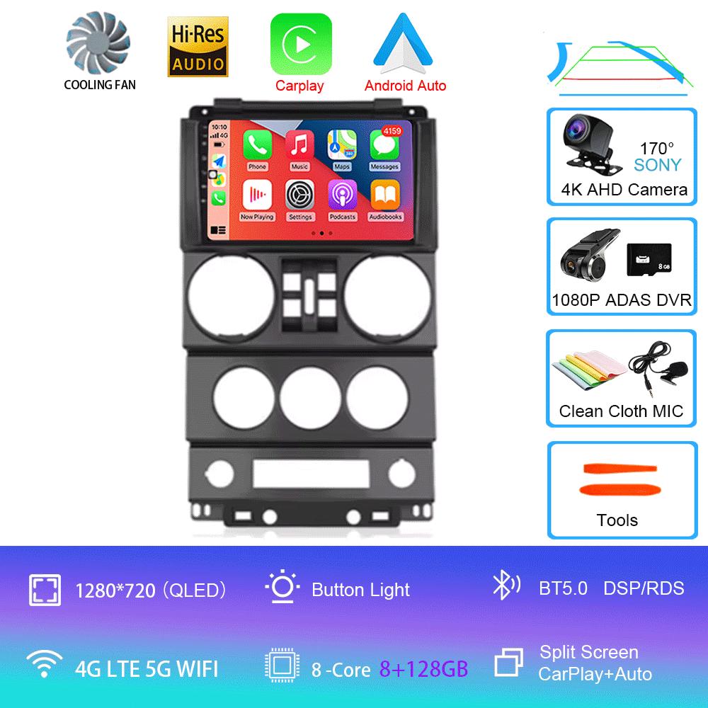 For Jeep Wrangler Unlimited 3 JK 2008 - 2010 Android 14 Car Radio Multimedia PlayerNavigation GPS Autoradio Carplay Head Unit