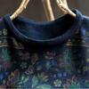 Woman Autumn Niche Vintage O-Neck Casual Loose Retro Sweater Chinese Style Long Sleeves Print Sweater