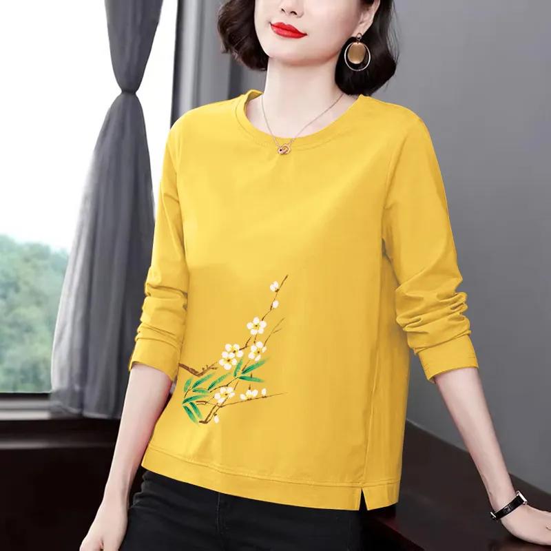 Sweatshirt for Women Cotton Loose Oversized Long Sleeve T-Shirt Comfortable Round Neck Casual Pullover Top Sweatshirt