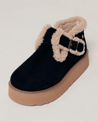 Krátké Ugg boty s kožešinou Prima d'Arte 19310 37 černý semiš