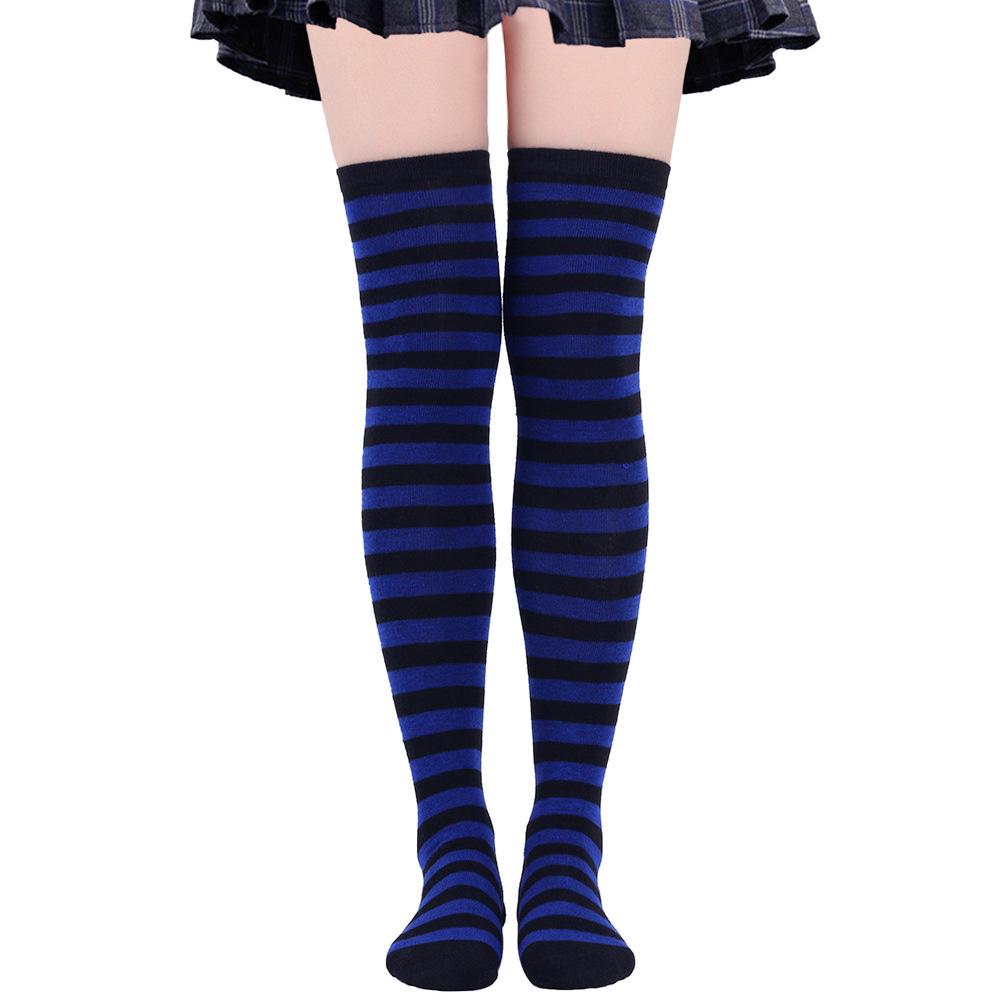 Women's Zebra Striped Thigh-High Socks: Japanese & Korean Style Over-the-Knee Halloween Cosplay Performance.