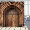 Door Decor Shower Curtain for Bathroom Brick Archway and Wooden Door of A Church Bathroom Curtain Polyester Fabric Bath Curtains