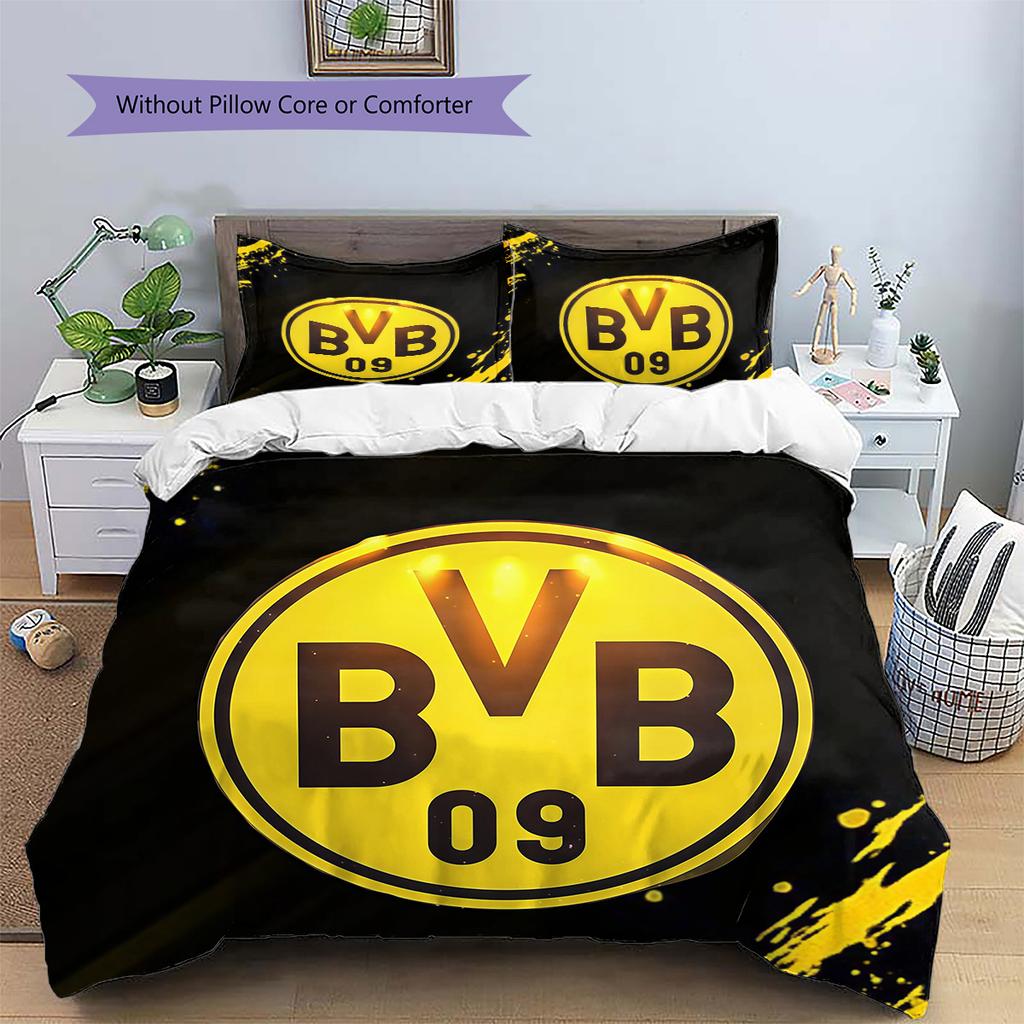 Borussia Dortmund Pattern Bedding Quilt Set  Home Decoration  Gift (1 * Duvet Cover + 2 * Pillowcase  Without Core)