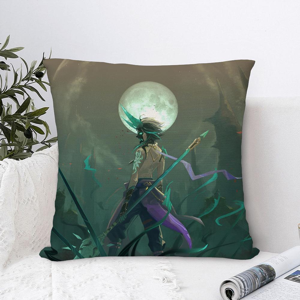 Xiao Genshin Impact Pillow Case Sofa Decorative Home Double-Sided Printing Short Plush Cushion Cover Throw Pillow Cover
