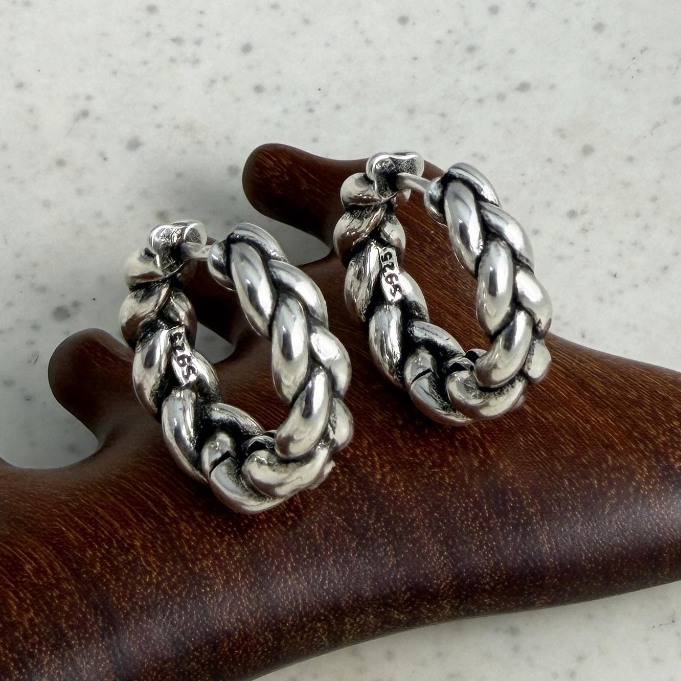 

925 Sterling Silver Vintage Earrings For Women Trendy Simple Retro Twist Earring Jewelry Prevent Allergy Party Accessories