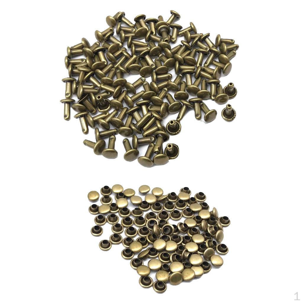 100 Pack Metal Studs for Leather Crafts and Decorations - 6x8mm Size