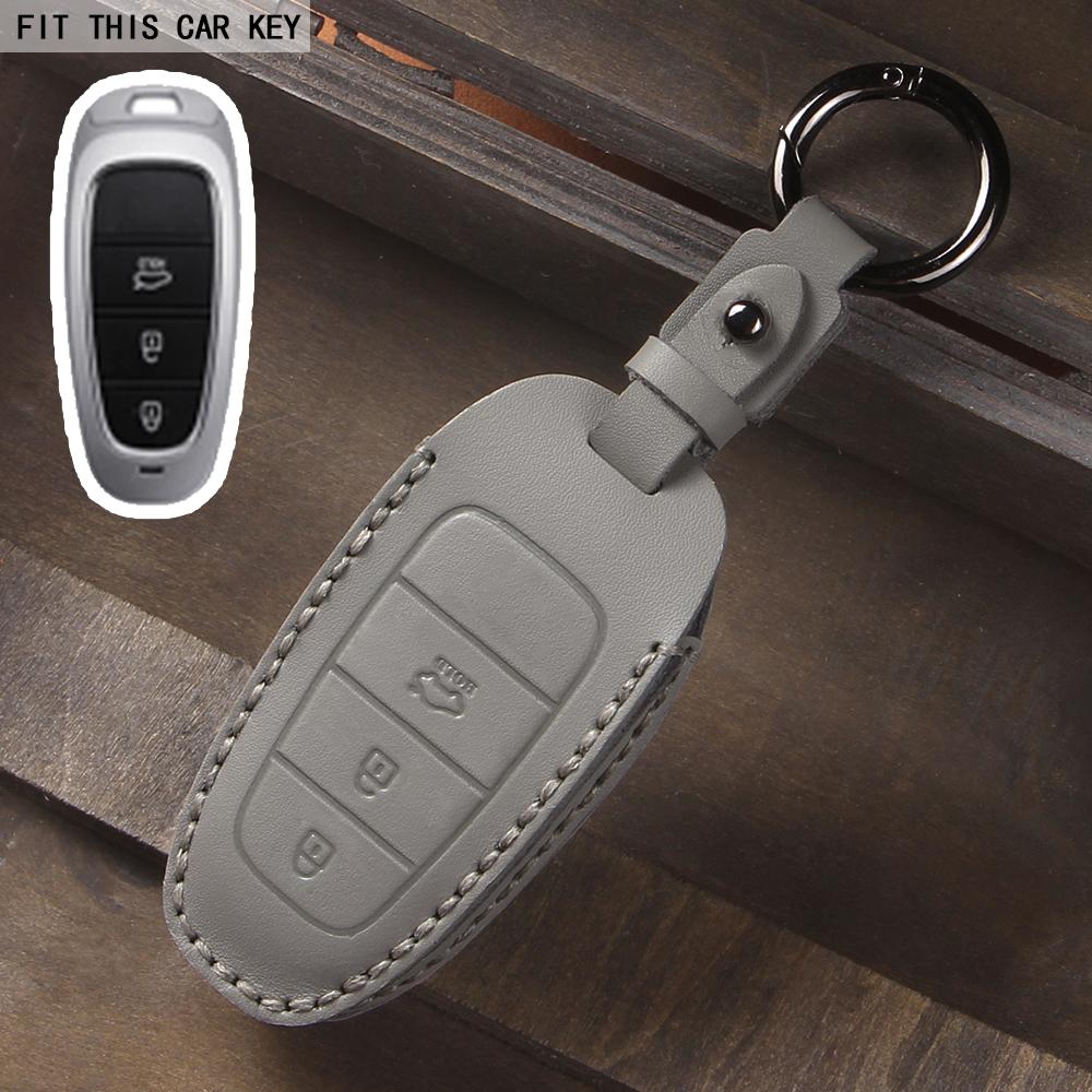 Leather Car Key Case Cover Fob for Hyundai Sonata Sel Ev 6 Ev 8 IONIQ 5 Nexo DN8 Fe Tucson Sonata Staria NX4 Ioniq