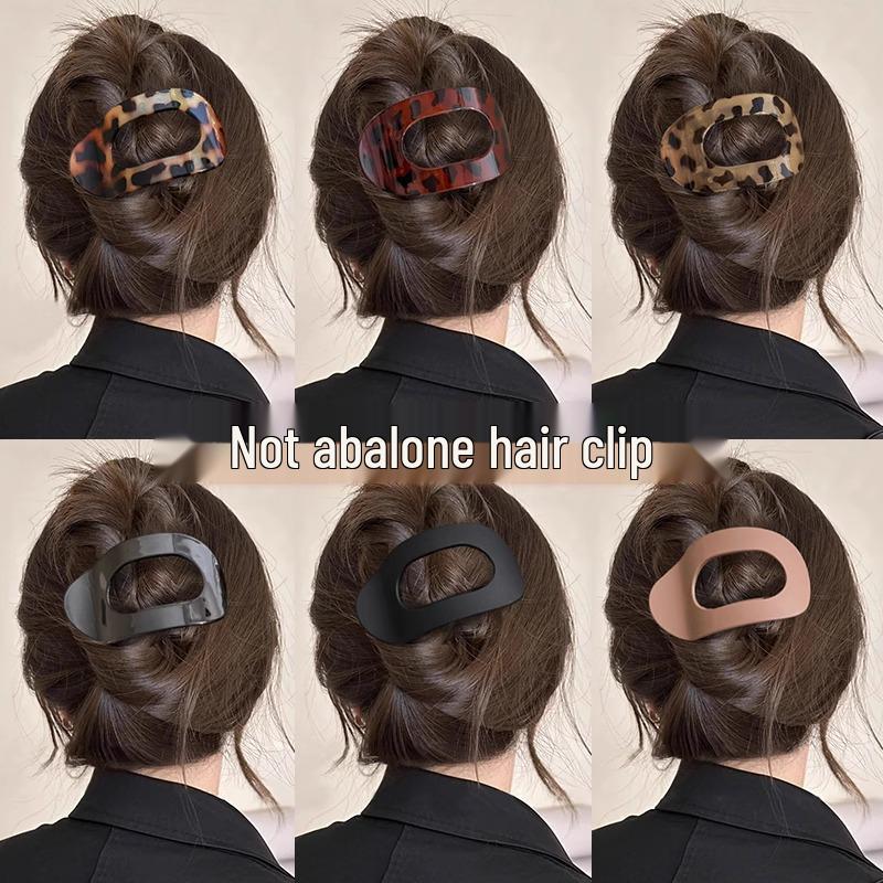 Bequeme Abalone Krallenklemme für Frauen - Vollständig zurückliegender runder flacher Hochsteckfrisur & gebogener Pferdeschwanz Haarschmuck