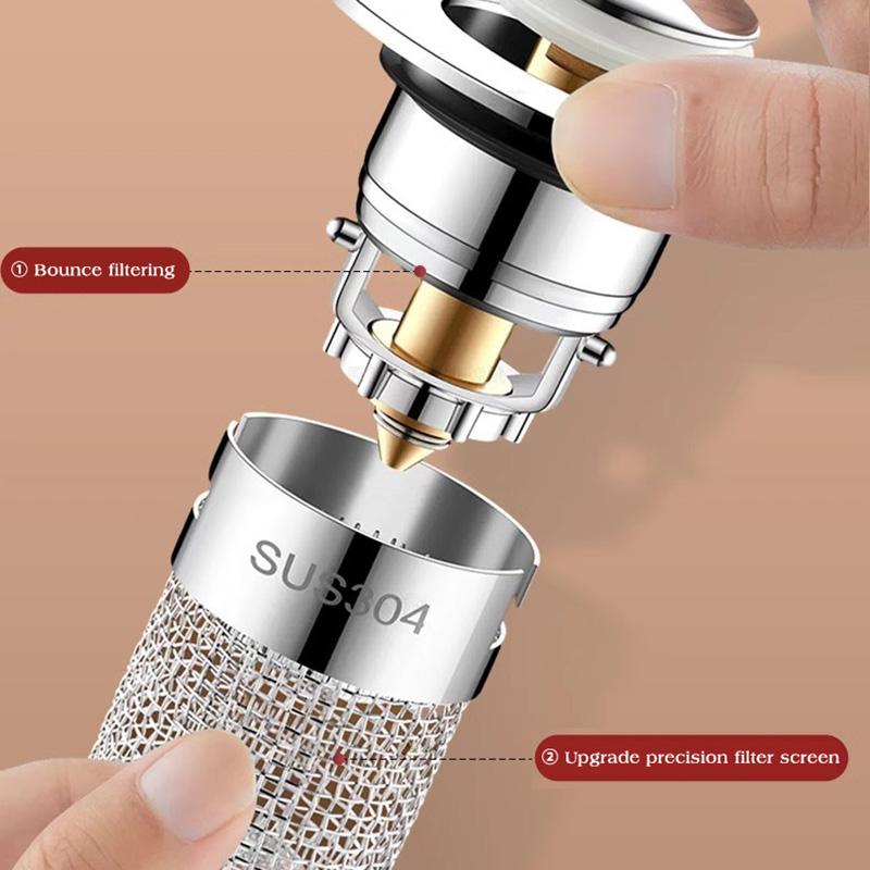 Long Pop-Up Sink Drains Filter Bathroom Press Bounce Basin Plug Stopper Wash Basin Hair Catcher Sink Strainer Kitchen Supplies